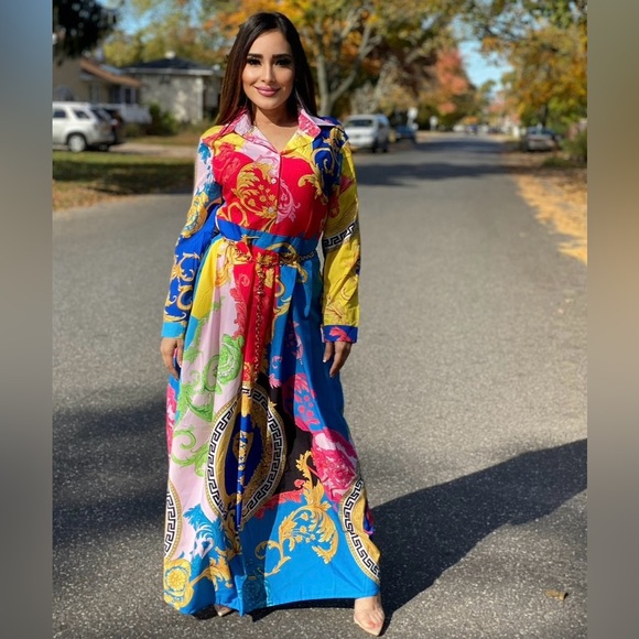 Multi-Colored Button Down Maxi Dress - Picture 2 of 2